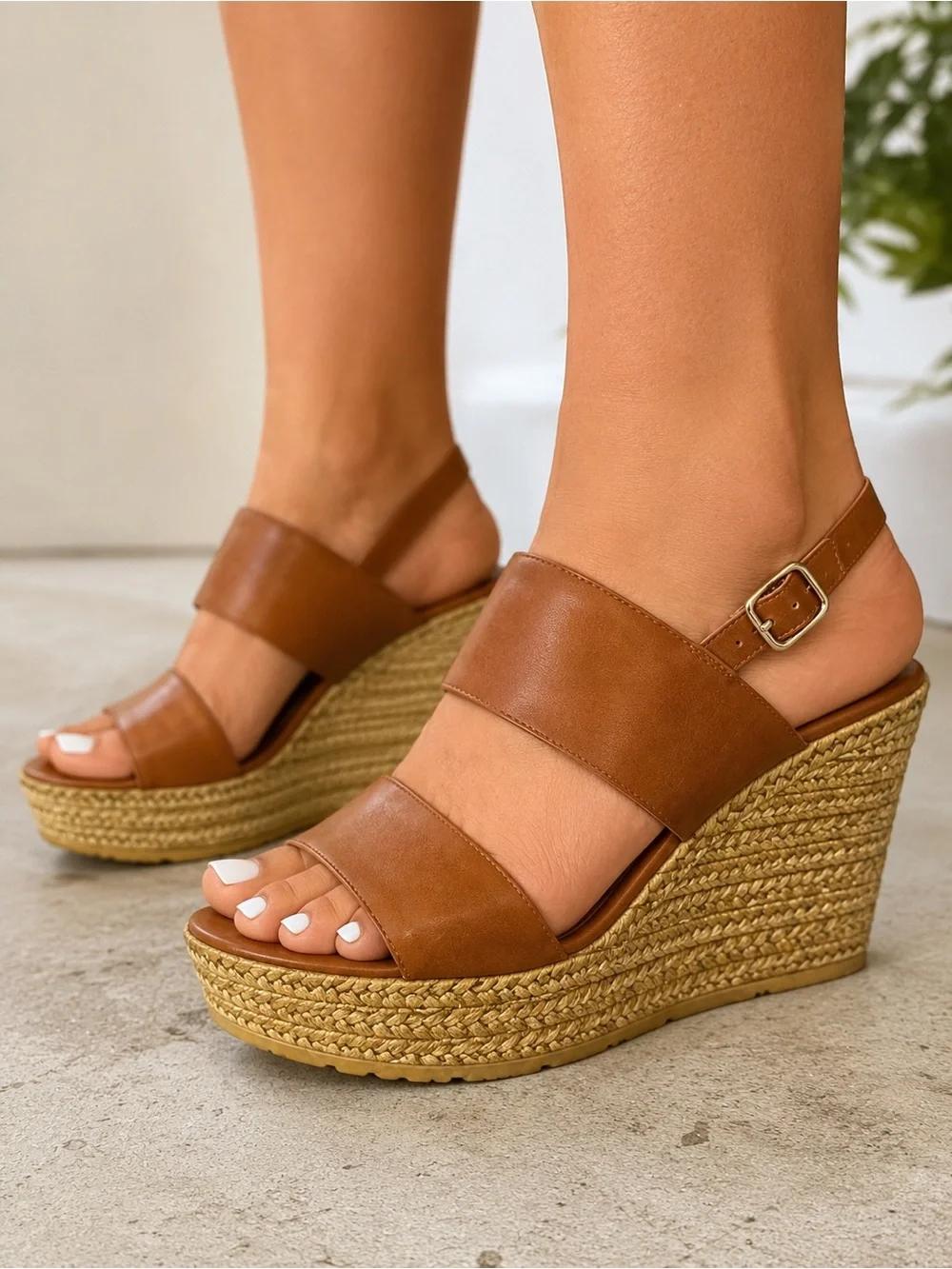 ZIGI ADALEE WOMENS FAUX LEATHER WEDGE SANDAL HEELS SIZE 6.5